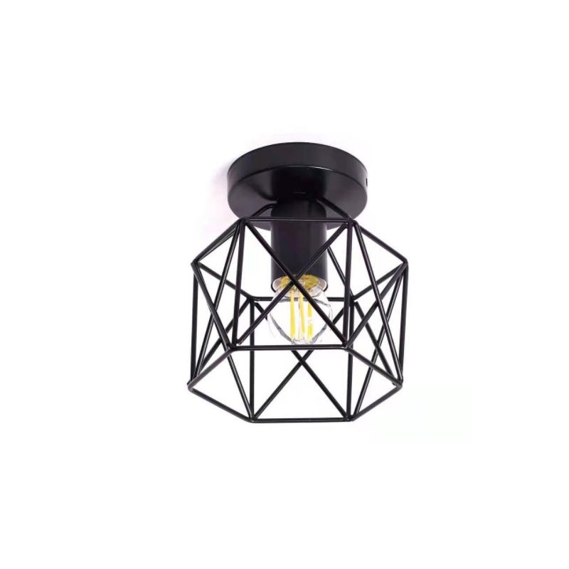 Przemysłowy lamp z zabytkowym wykończeniem E27 Retro Lampa Wisząca Metalowa Klatka Ø180mm oświetlenie sufitowe do salonu kuchni sypialni.