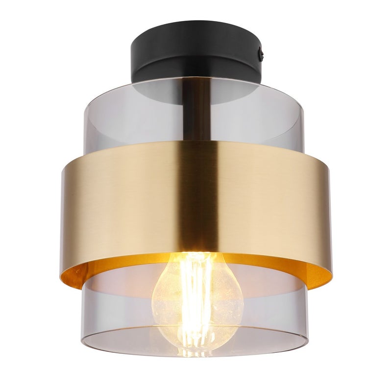 Lampa sufitowa Globo Milley w kształcie cylindra z matowego czarnego szkła, 1 żarówka E27
