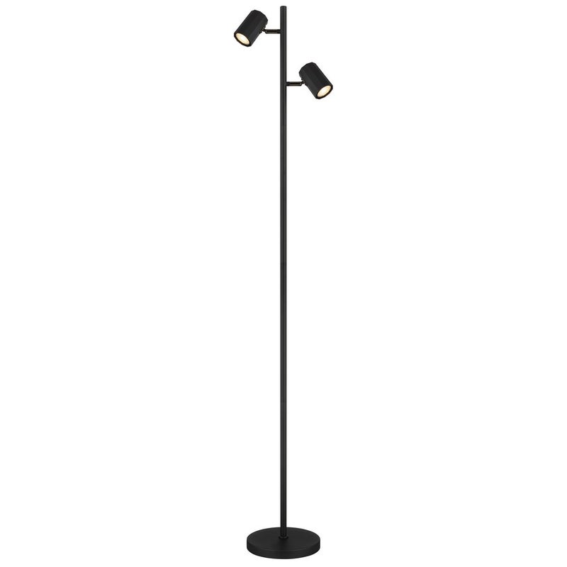 Matowa czarna lampa podłogowa wieloramienna z 2 żarówkami GU10