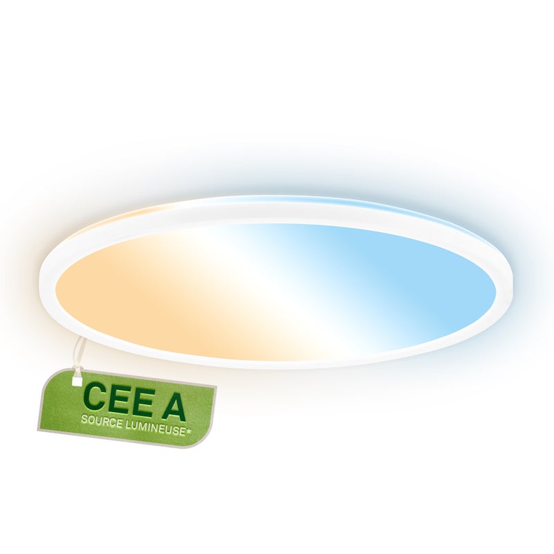 Panel LED Briloner TAVA, energooszczędność A, wydajność świetlna 50 000 godzin, ściemnialny, pilot zdalnego sterowania, kolor biały, Ø42 x 3 cm