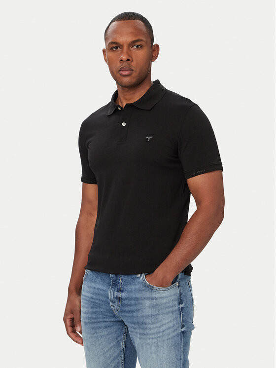 Guess Polo M6YP66 K4394 Czarny Extra Slim Fit