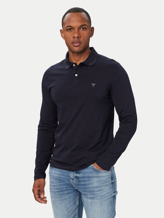 Guess Polo M6YP36 K4395 Granatowy Extra Slim Fit