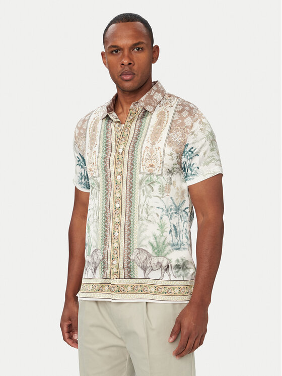 Guess Koszula M6YH88 W3424 Beżowy Regular Fit