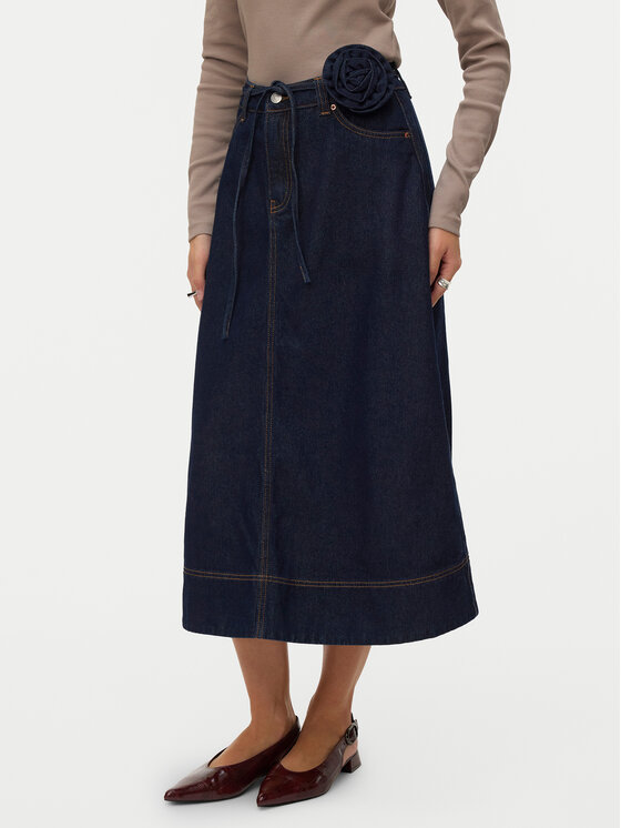Vero Moda Spódnica jeansowa Ruth 10343067 Granatowy A-Line Fit