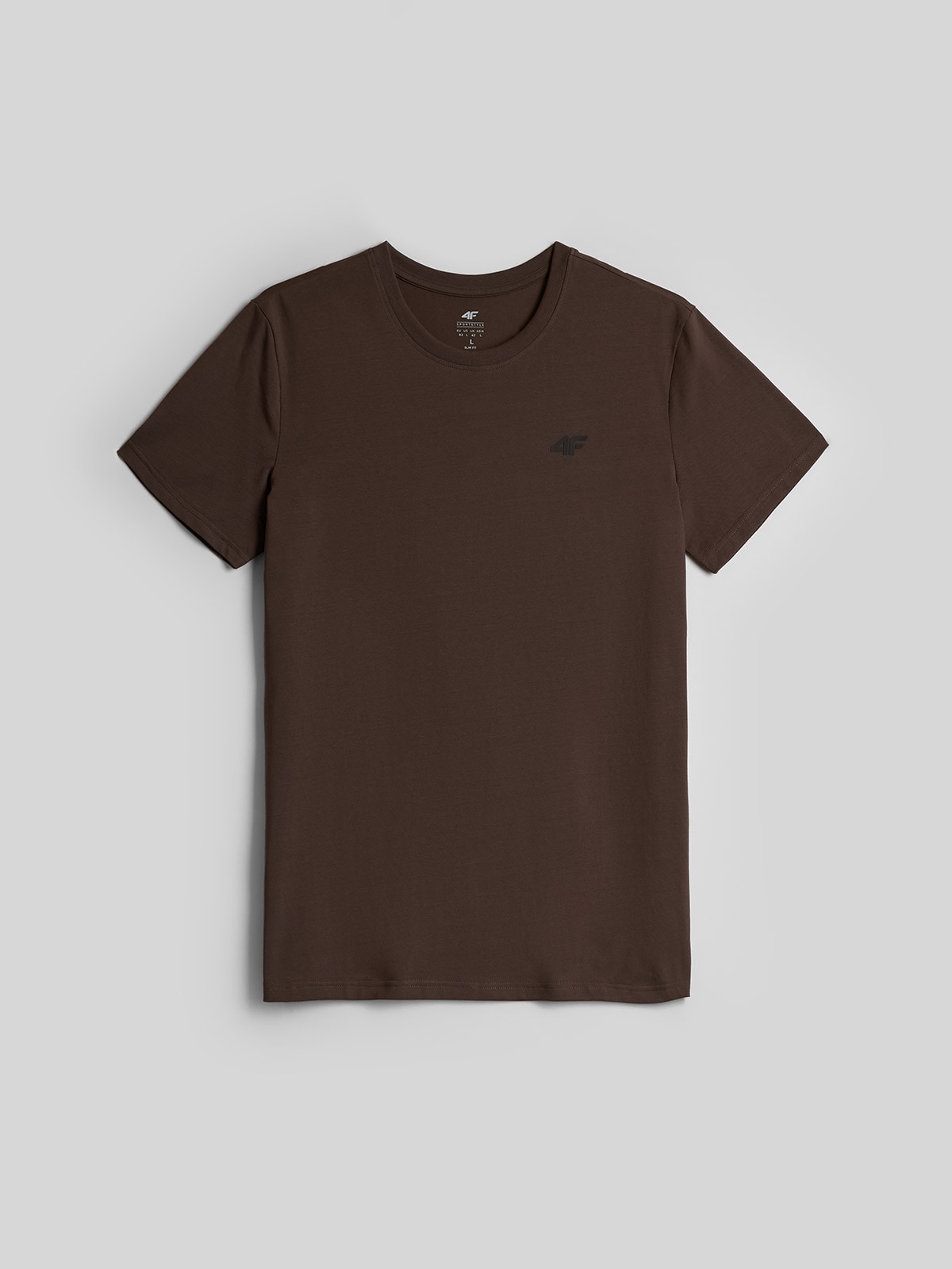 4F T-shirt regular gładki męski - brązowy XL