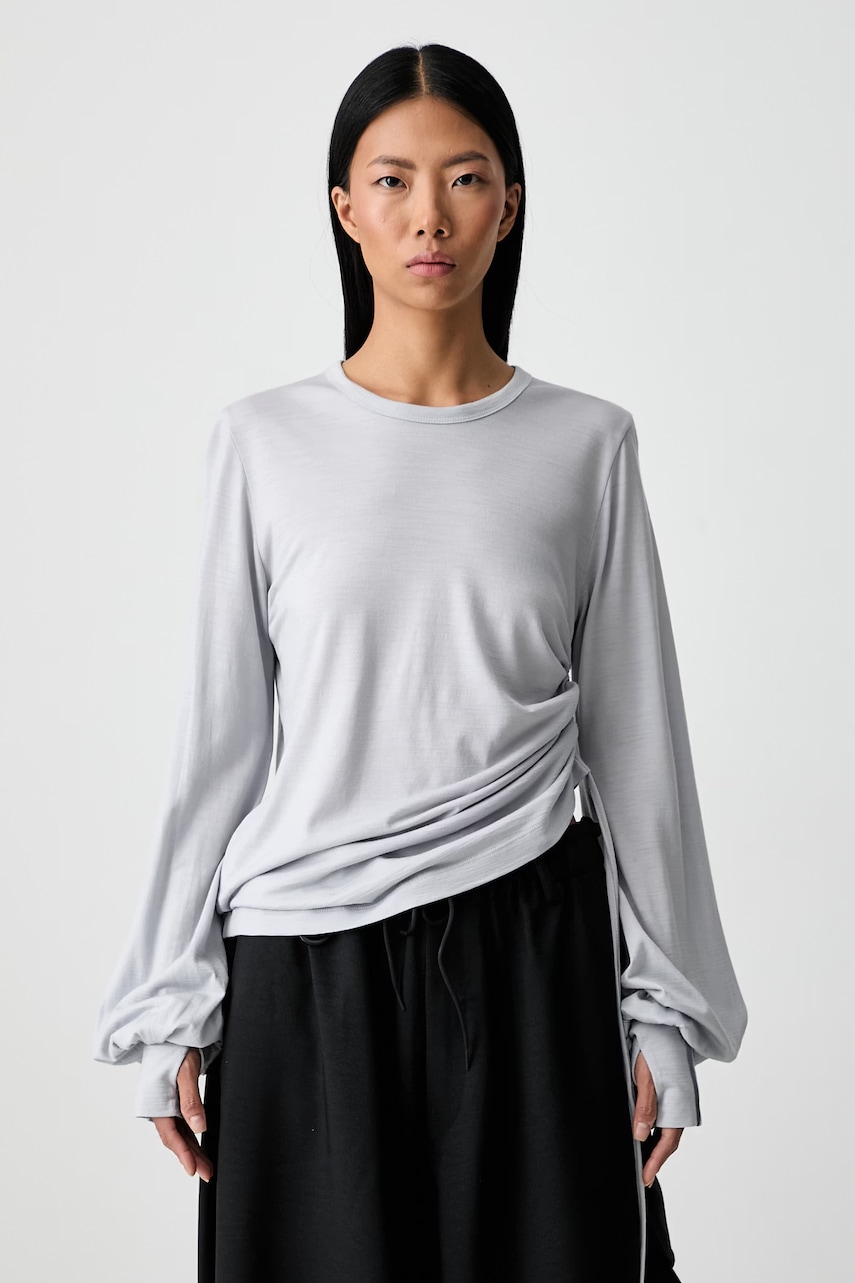 Y-3 longsleeve damski wełniany CNCH DRAPE LS T