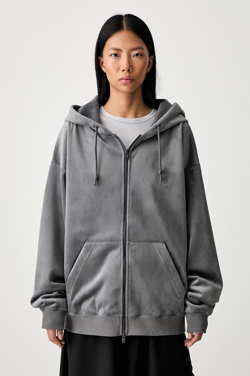 Y-3 VELVET ZIP HD bluza z kapturem welurowa damska