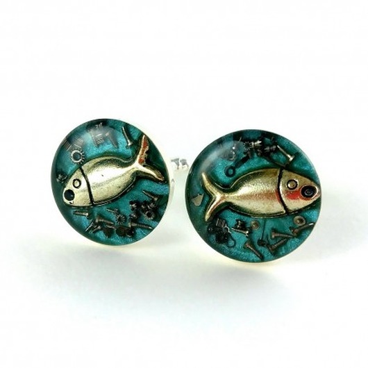 Spinki do koszuli - Fish - Silver + Pudełko