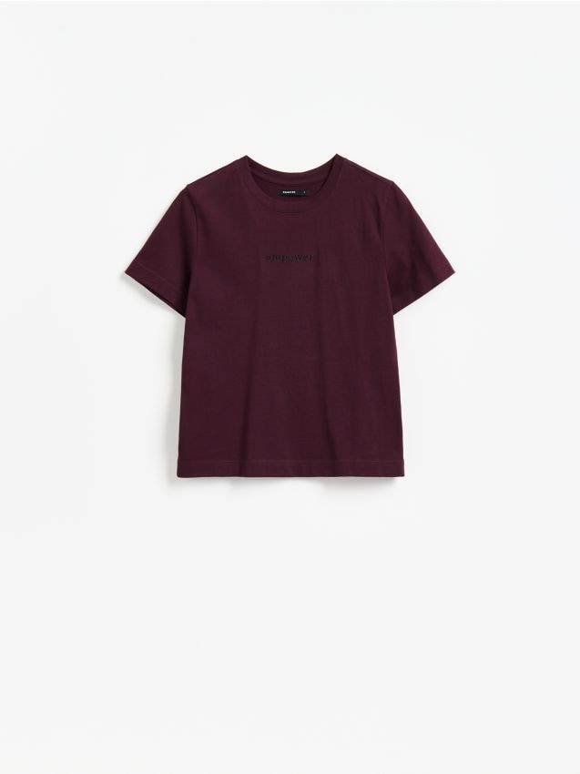 Reserved - T-shirt z nadrukiem - bordowy