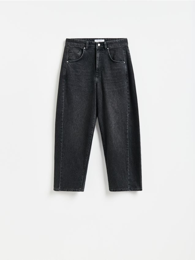 Reserved - Jeansy barrel leg - czarny