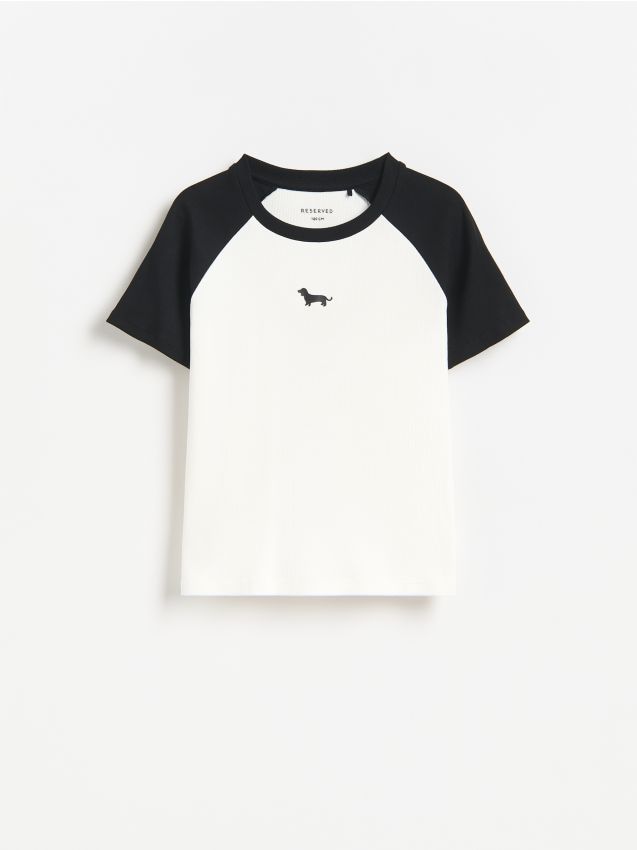 Reserved - Bawełniany t-shirt z nadrukiem - czarny