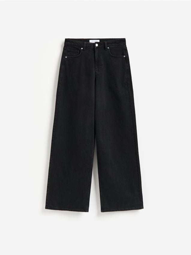 Reserved - Jeansy wide leg comfort - czarny