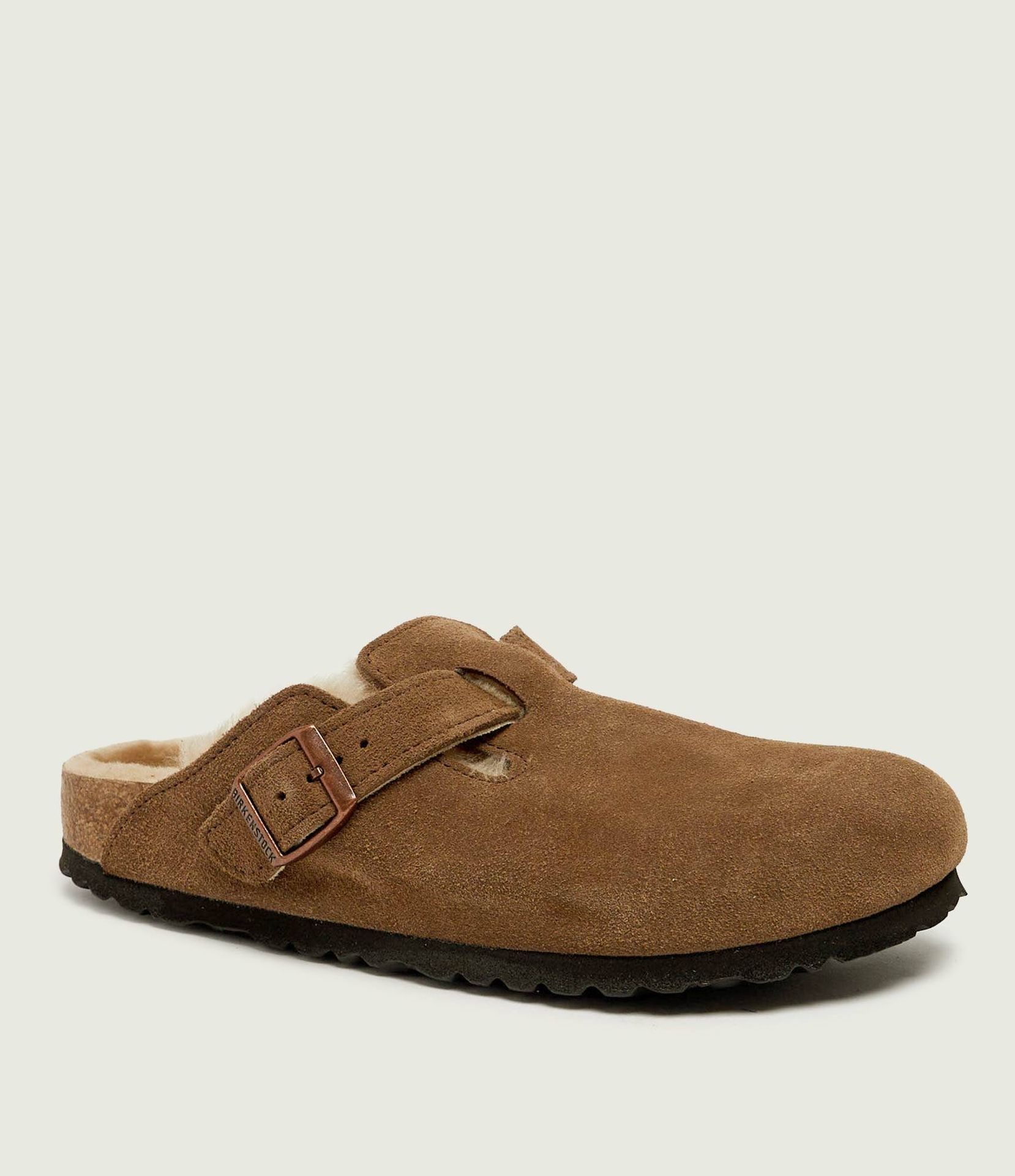 Birkenstock Mule Boston Shearling zamsz z dodatkiem wełny narrow fit