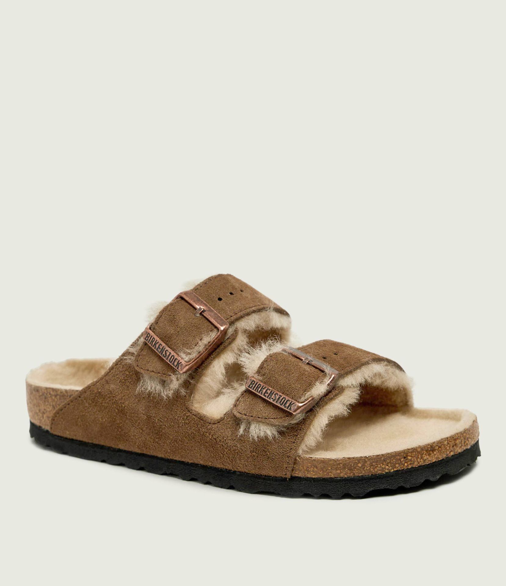 Birkenstock Klapki Arizona Shearling zamsz z dodatkiem wełny narrow fit