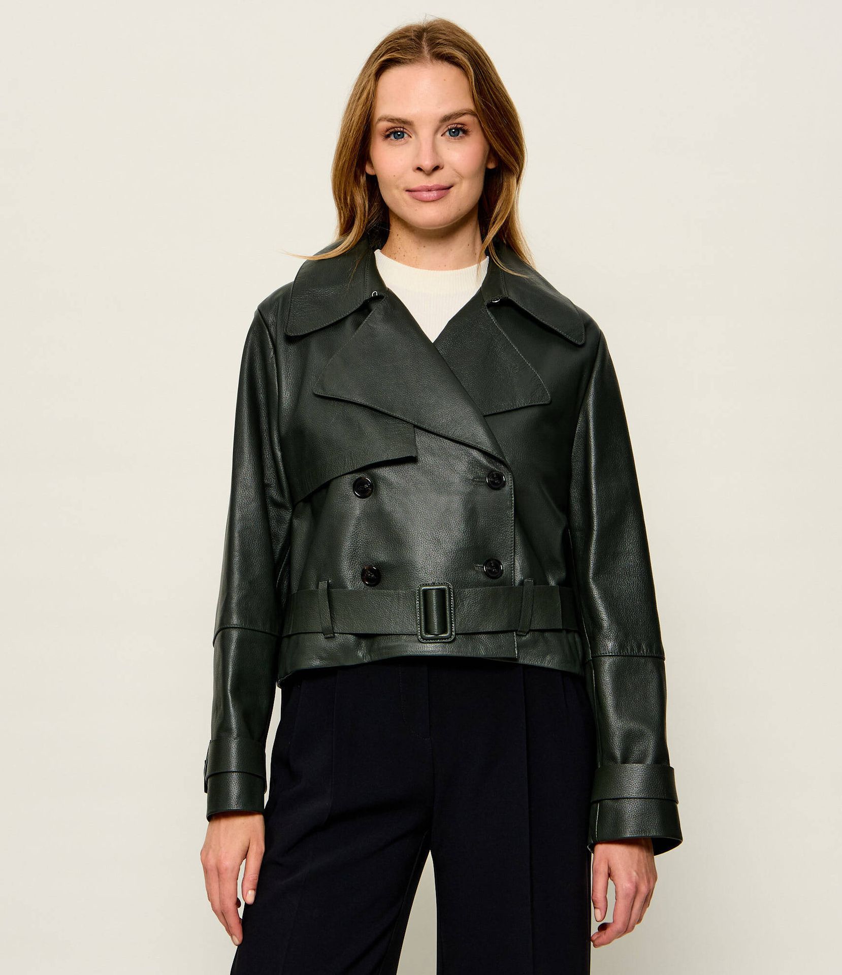 BOSS BLACK Skórzana ramoneska Satela1 Regular Fit