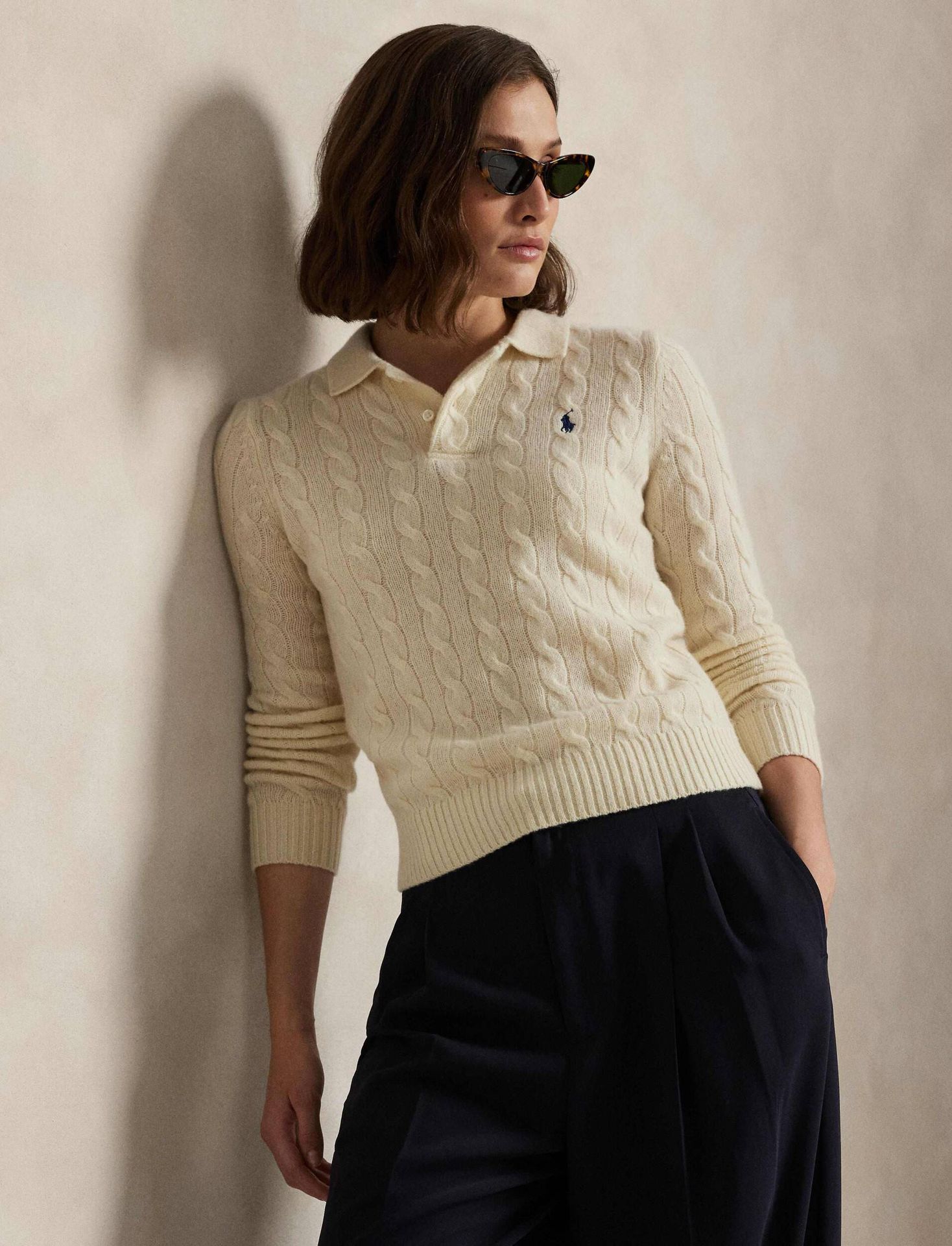 POLO RALPH LAUREN Wełniany sweter Slim Fit z dodatkiem kaszmiru