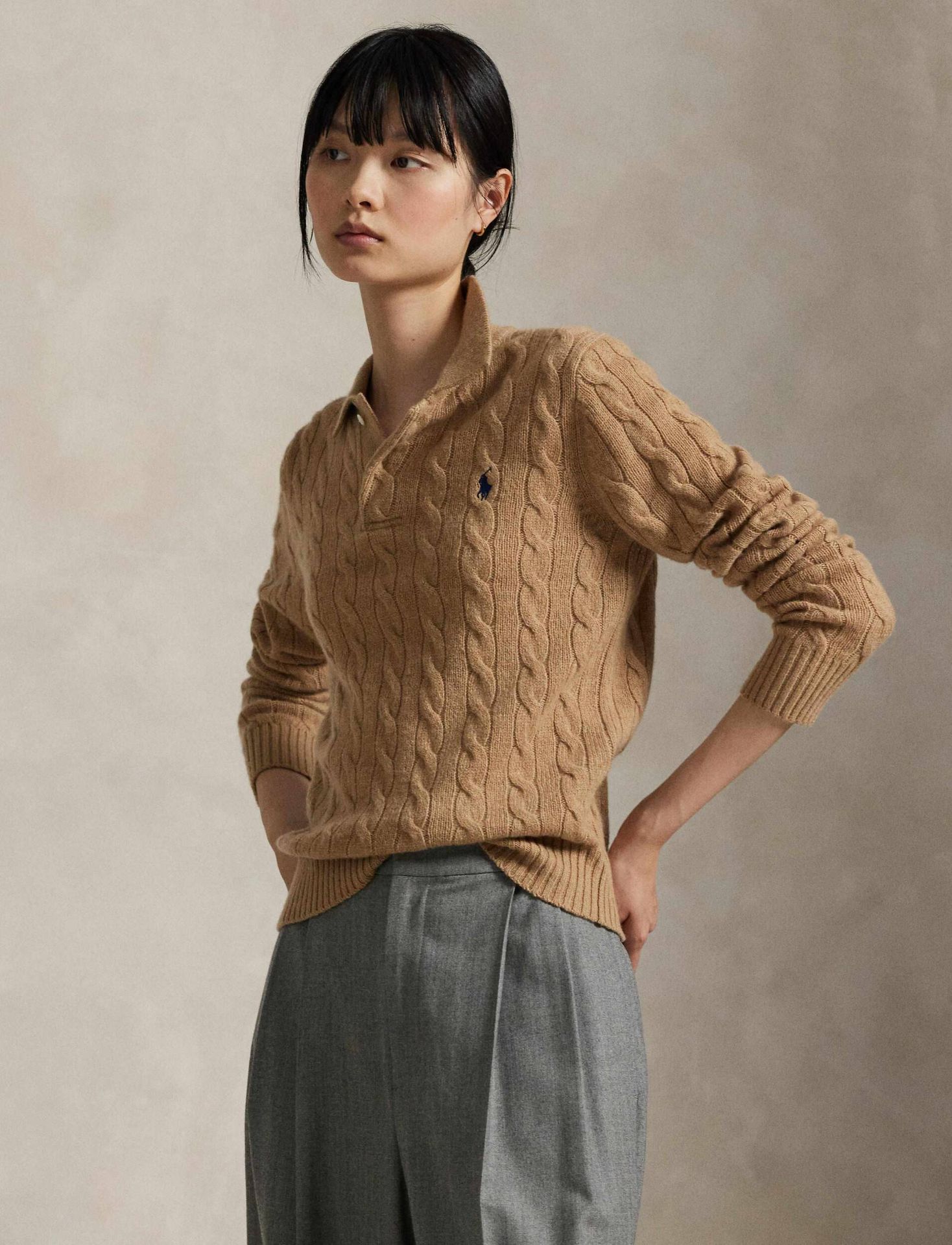 POLO RALPH LAUREN Wełniany sweter Slim Fit z dodatkiem kaszmiru