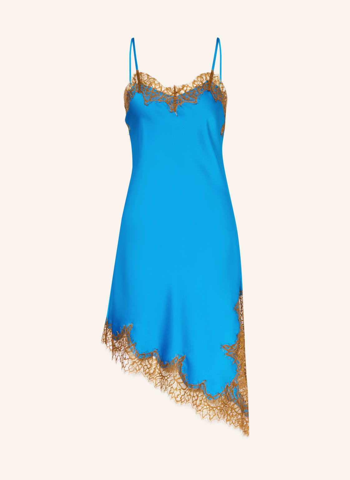 Rich & Royal Satynowa Sukienka Z Koronką blau
