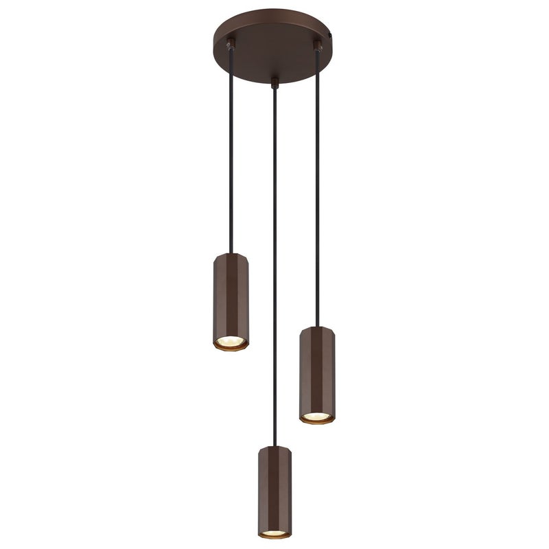 Lampa wisząca klastrowa, kolor matowego brązu, 3 żarówki GU10
