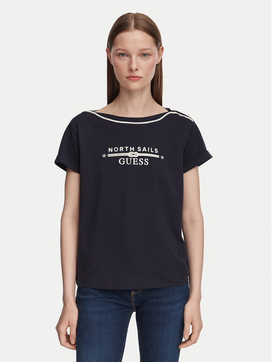 Guess T-Shirt W6YI58 K5317 Granatowy Regular Fit