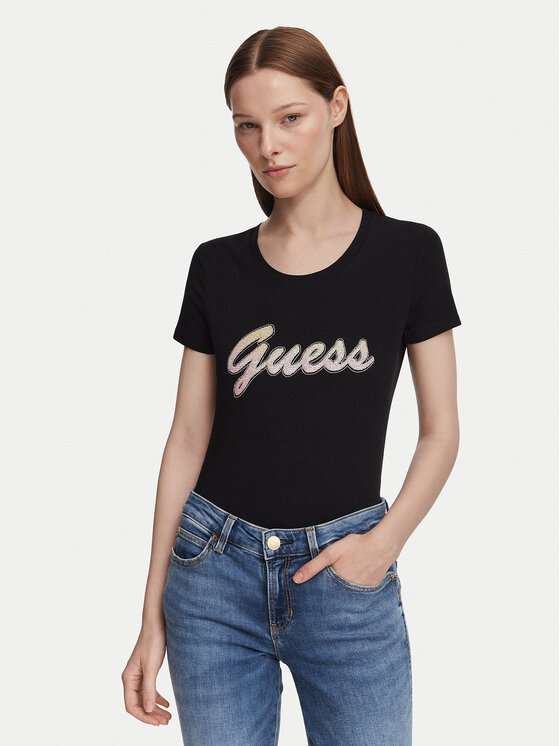 Guess T-Shirt W6YI56 K5028 Czarny Slim Fit