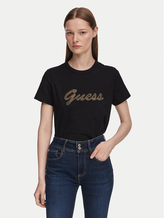 Guess T-Shirt W6YI29 K4348 Czarny Regular Fit