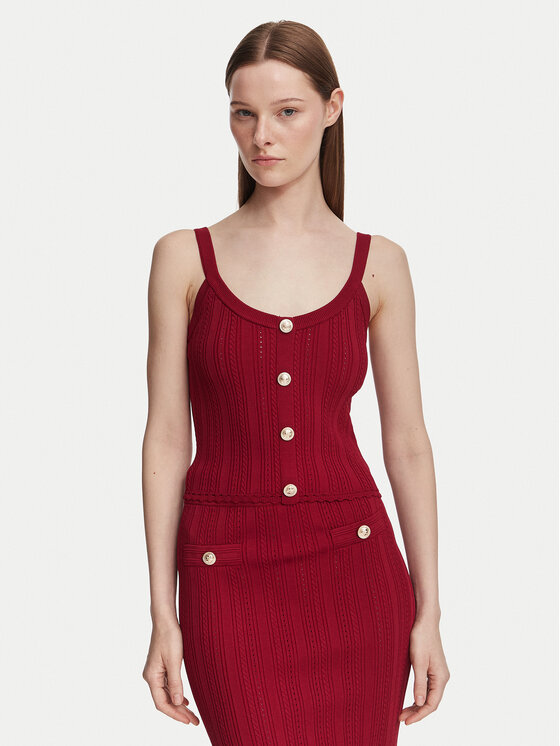 Guess Top W6YR25 Z0972 Bordowy Slim Fit