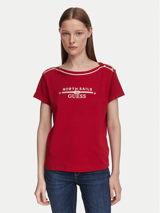 Guess T-Shirt W6YI58 K5317 Czerwony ciemny Regular Fit