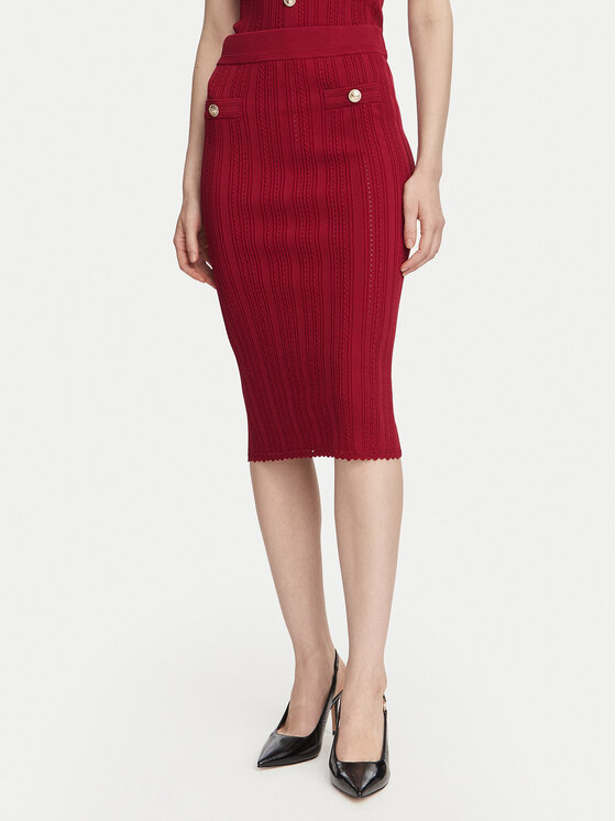Guess Spódnica ołówkowa W6YD23 Z0974 Bordowy Slim Fit