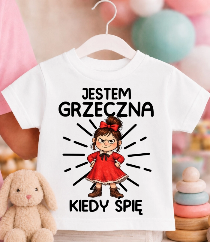 Koszulka dziecięca ''JESTEM GRZECZNA KIEDY ŚPIĘ''