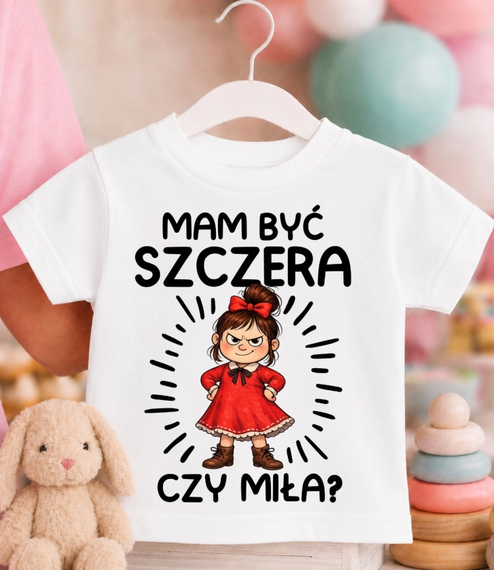 Koszulka dziecięca ''MAM BYĆ SZCZERA CZY MIŁA''