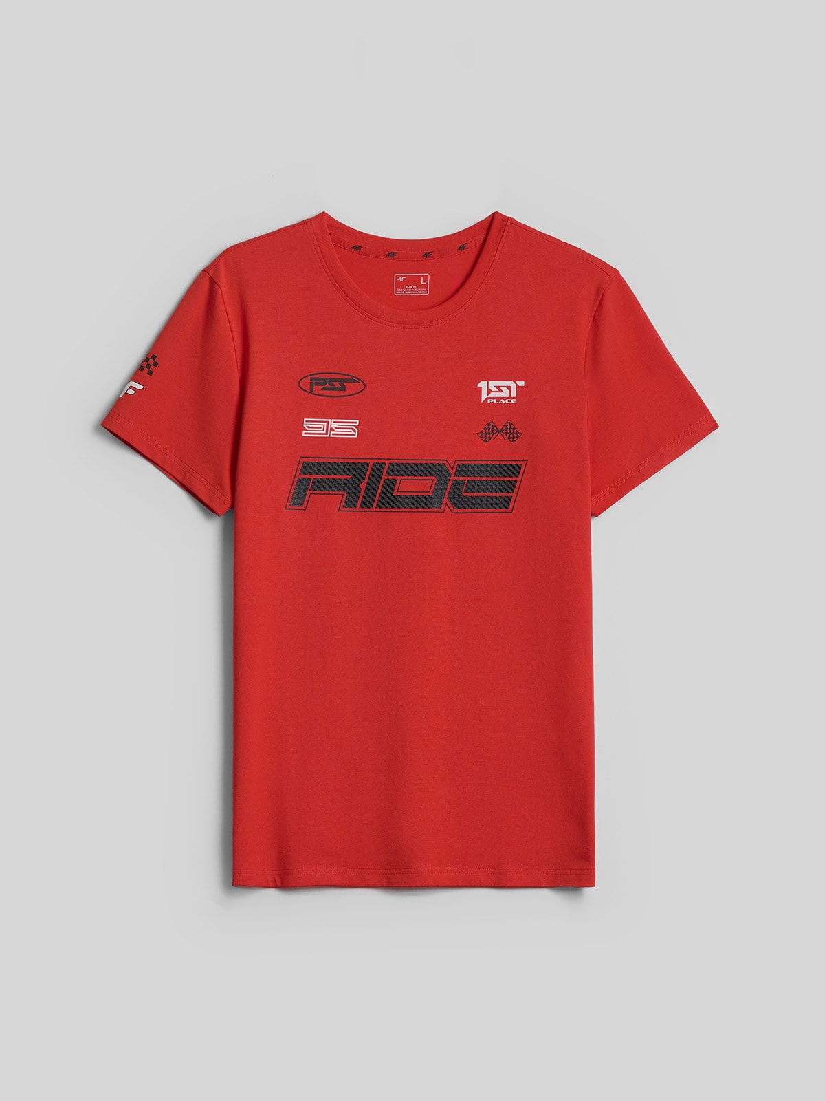 4F T-shirt slim z nadrukiem męski - czerwony XXL