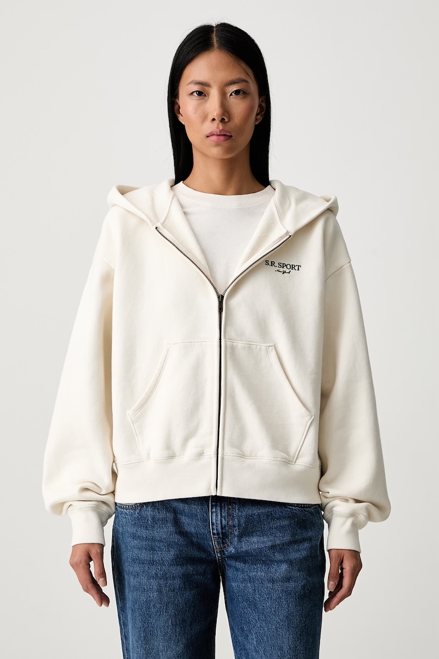Sporty & Rich bluza rozpinana z kapturem bawełniana damska