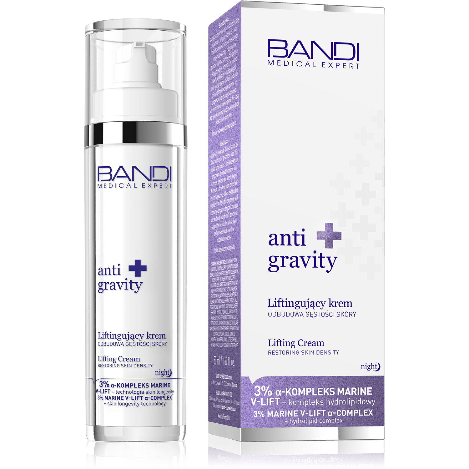 Bandi Medical Expert Anti Gravity Liftingujący Krem Odbudowa Gęstości Skóry na Noc 50ml
