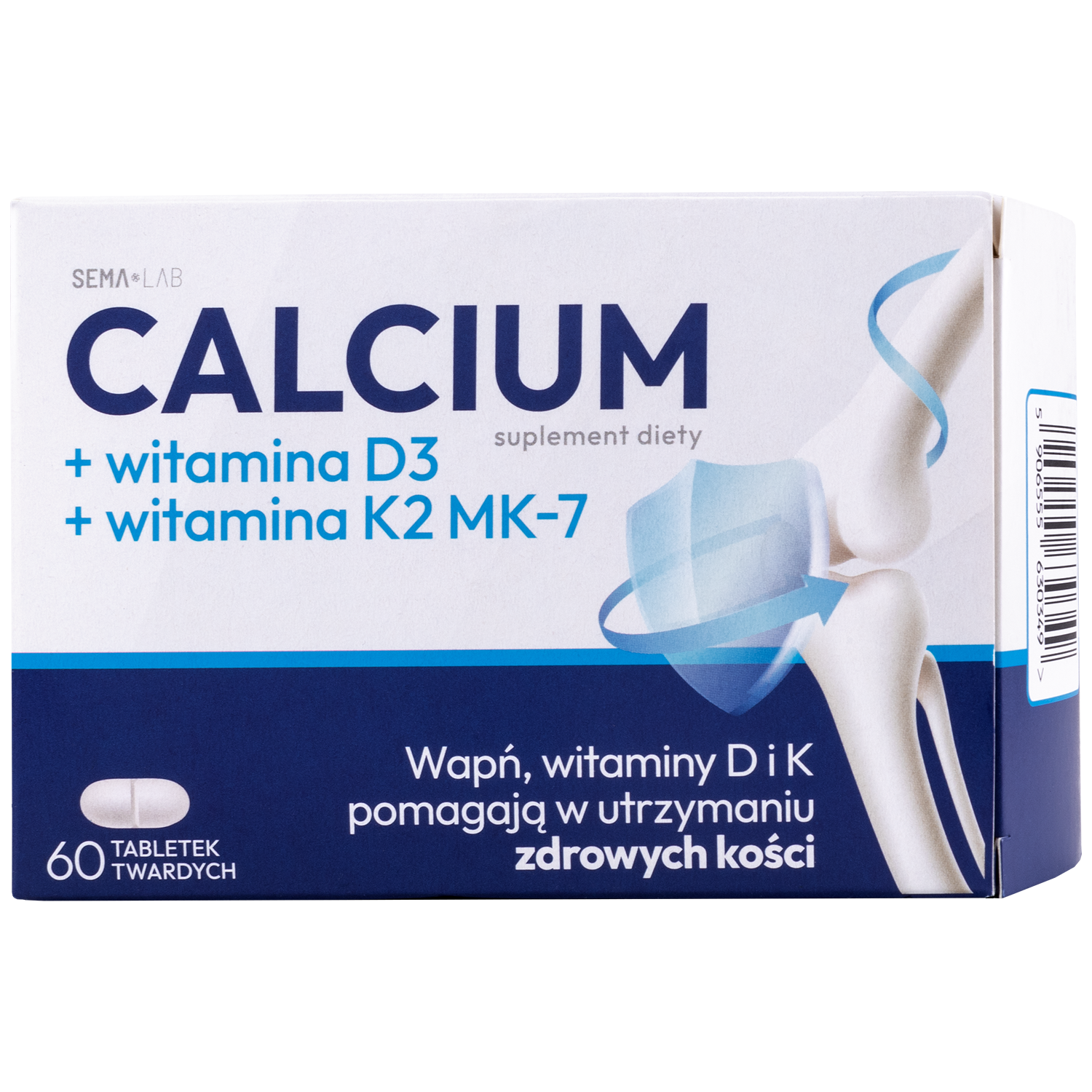 SEMA Lab Calcium + witamina D3 + witamina K2 MK-7, 60 tabletek twardych