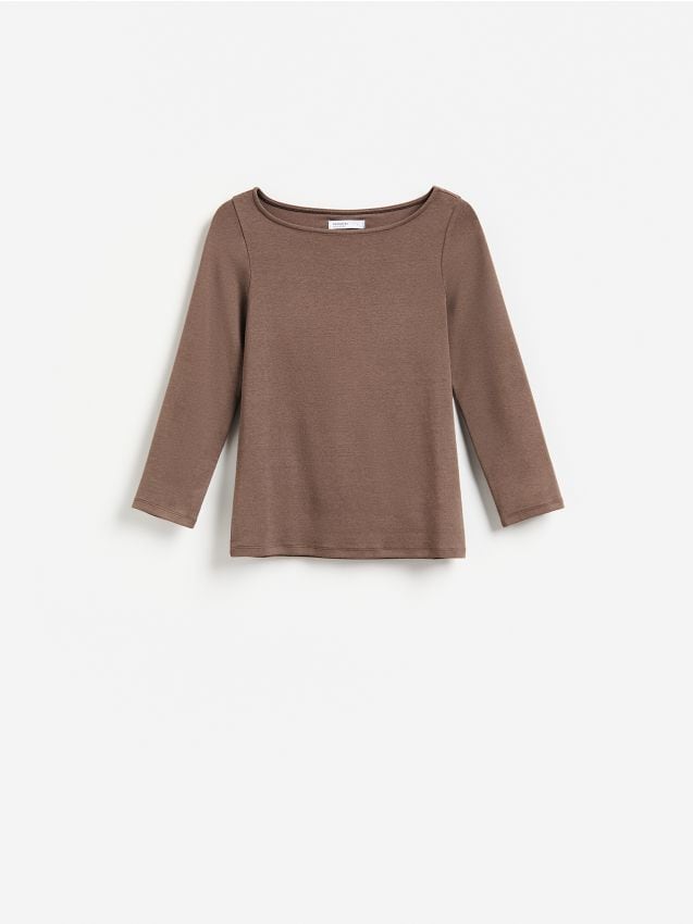Reserved - Longsleeve z modalem - brązowy
