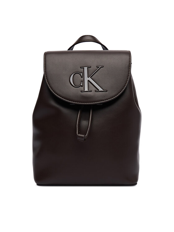 Calvin Klein Plecak Bold Ck Flap Mini Backpack LV04F3893G Brązowy ciemny
