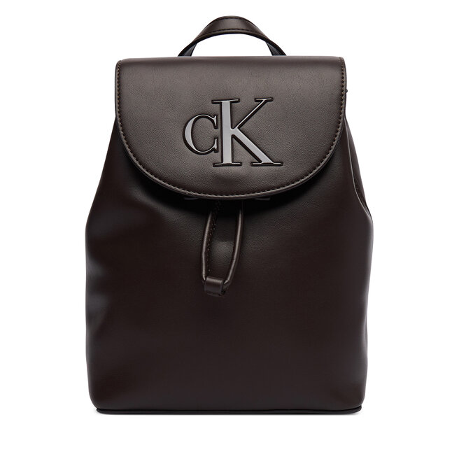 Plecak Calvin Klein Bold Ck Flap Mini Backpack LV04F3893G Brązowy ciemny