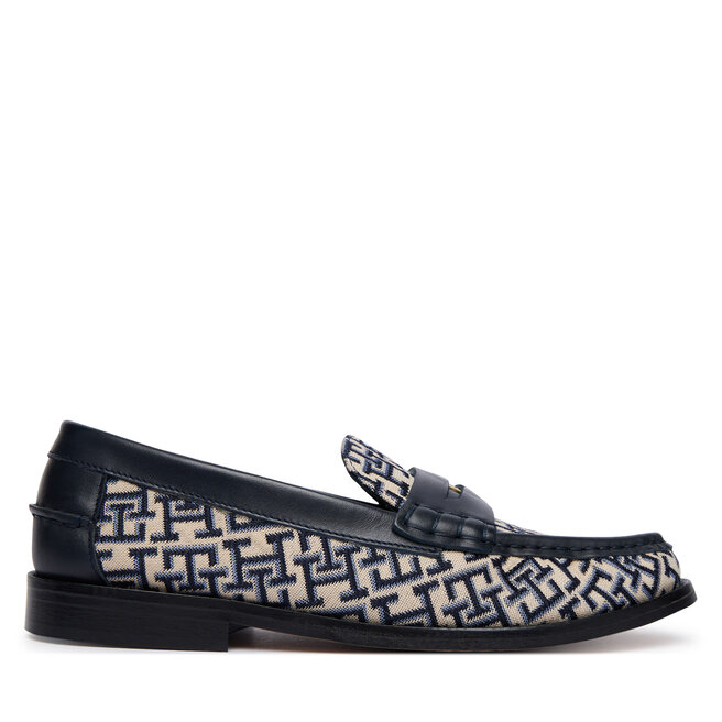 Loafersy Tommy Hilfiger Th Monogram Penny Bar Loafer FW0FW09537 Granatowy