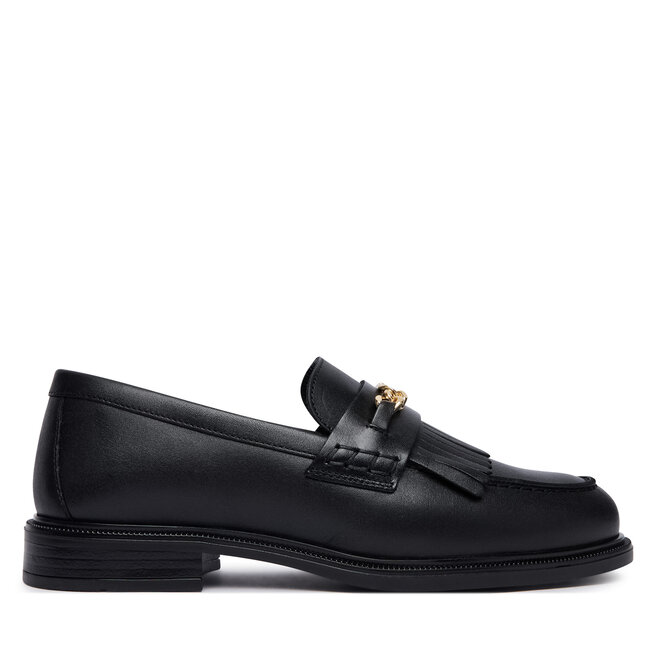 Loafersy Tommy Hilfiger Th Chain Fringe Leather Loafer FW0FW09668 Czarny