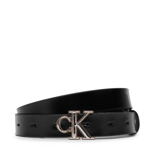 Pasek Calvin Klein Round Ck 2Color Buckle Smooth 25 LV04F7132G Czarny