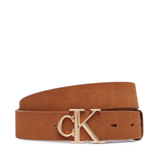 Pasek Damski Calvin Klein Round Ck Buckle Suede LV04F7144G Brązowy