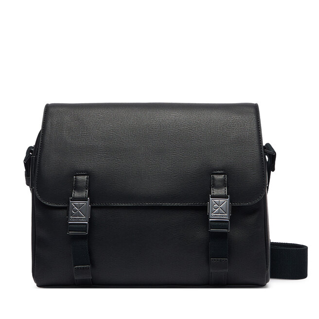Saszetka Calvin Klein Emblem Hw Flap Messenger LV04D3508G Czarny