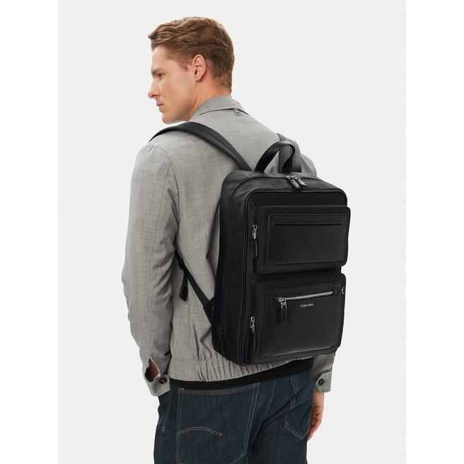 Plecak Calvin Klein Ssnl Raised Logo Double Pocket B LV04D3498G Czarny
