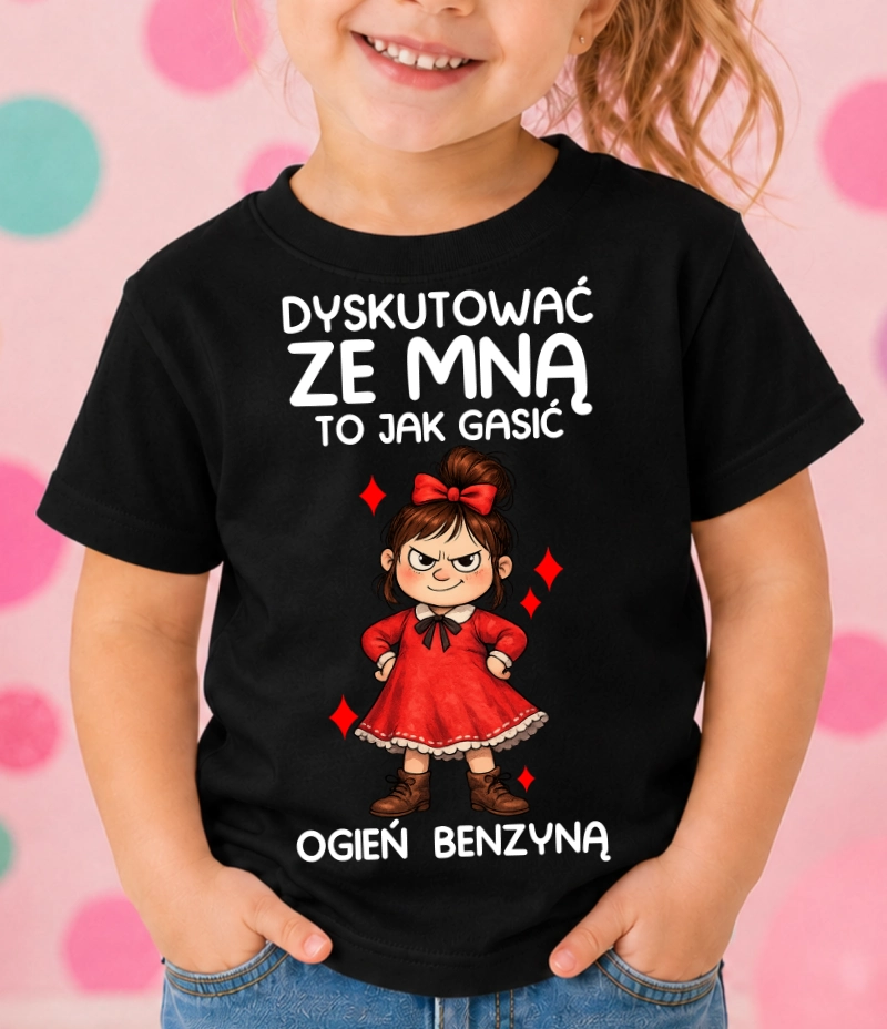 Czarna koszulka dla dziewczynki ''DYSKUTOWAĆ ZE MNĄ''