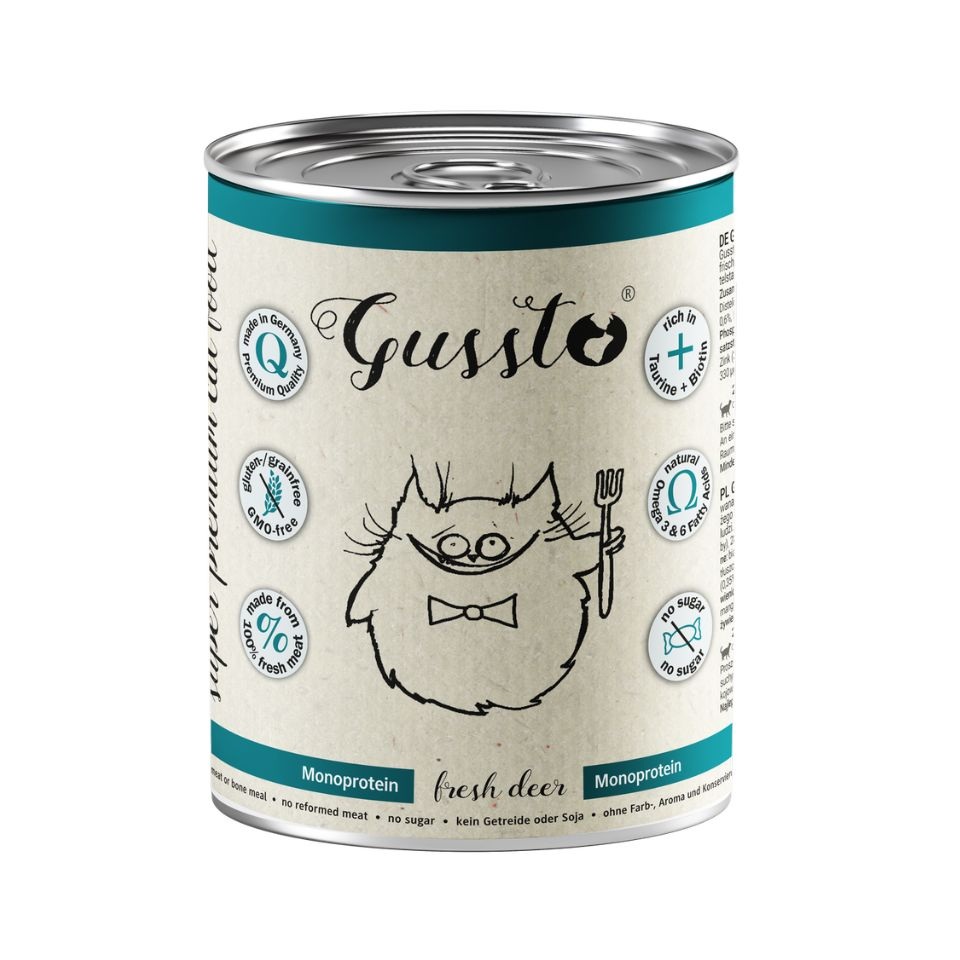 GUSSTO Fresh Deer 400 g świeży jeleń, monoproteinowa mokra karma dla kotów