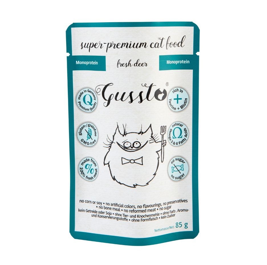 GUSSTO Fresh Deer 85 g świeży jeleń, monoproteinowa mokra karma dla kotów