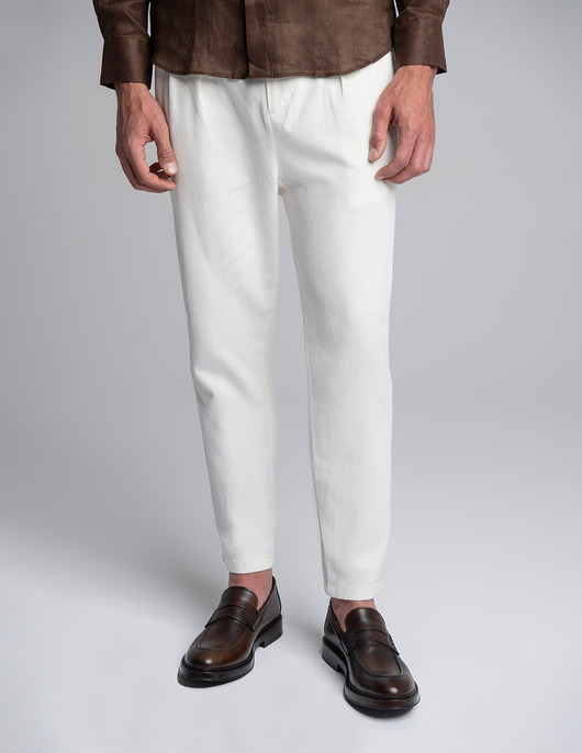 Spodnie casual męskie Forli ecru relaxed fit