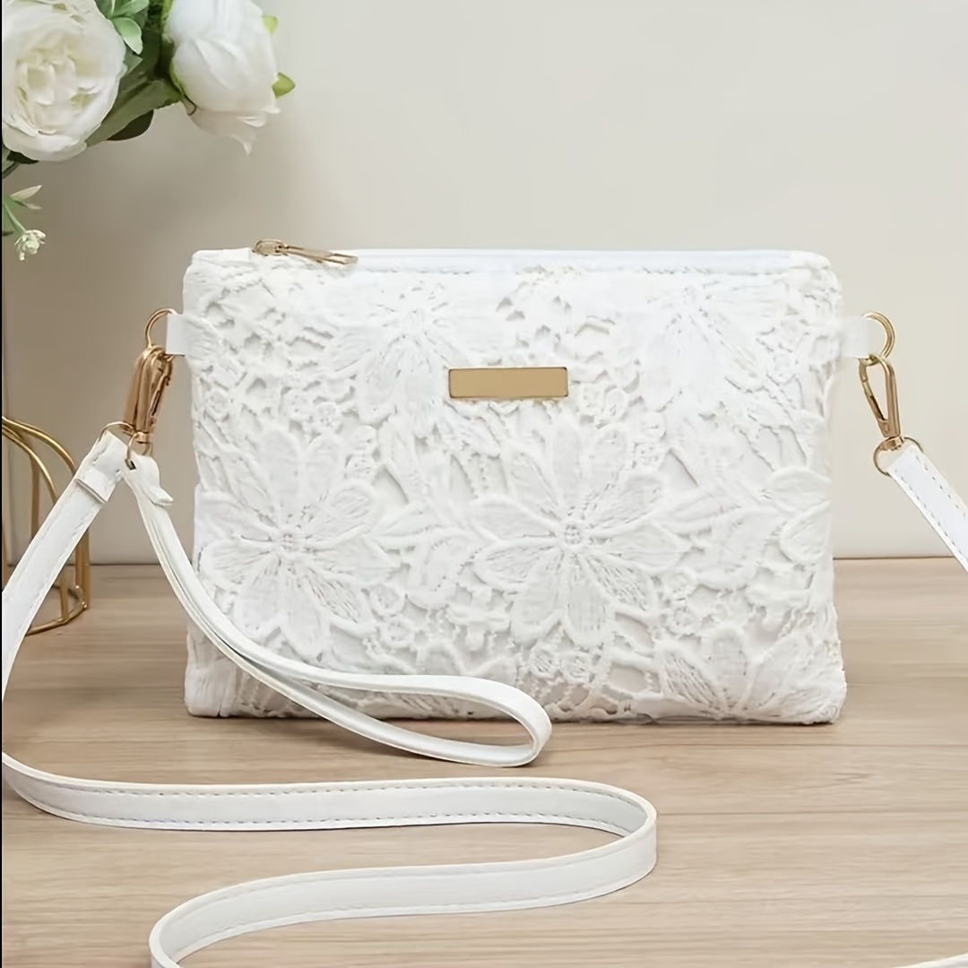 TEMU Damska Modna Torba Crossbody, Elegancka Torebka Codzienna, Ażurowa Torba na Ramię z Regulowaną Koronką, Idealna do Codziennego Użytku, na