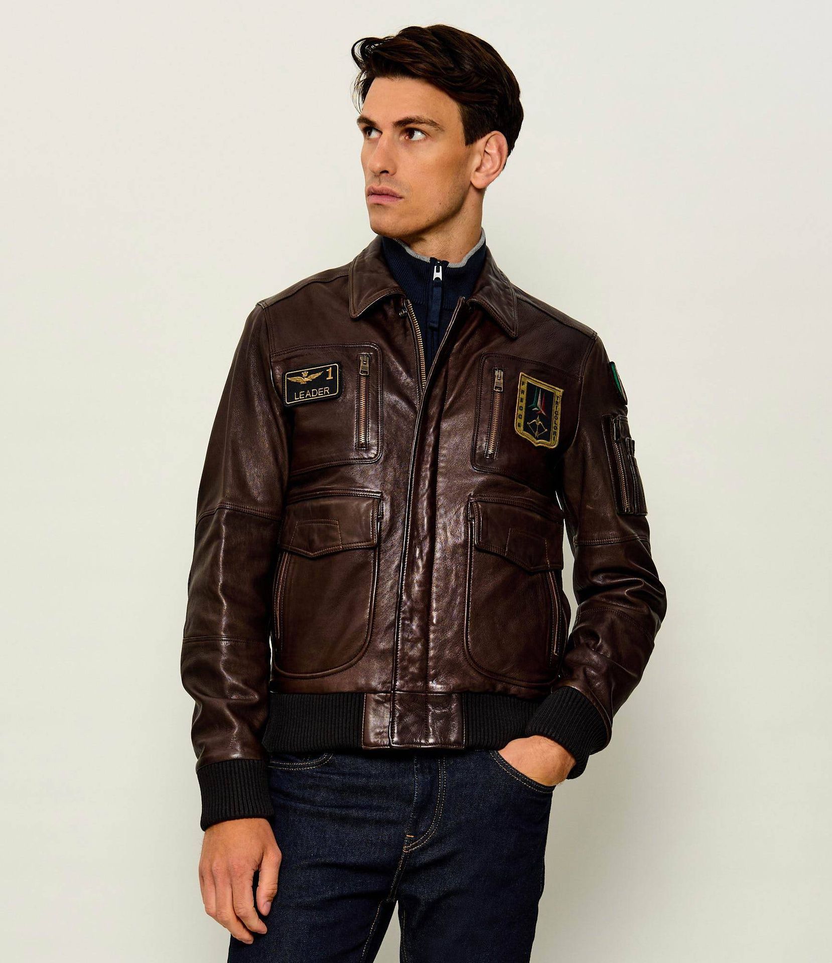 Aeronautica Militare Skórzana kurtka Regular Fit
